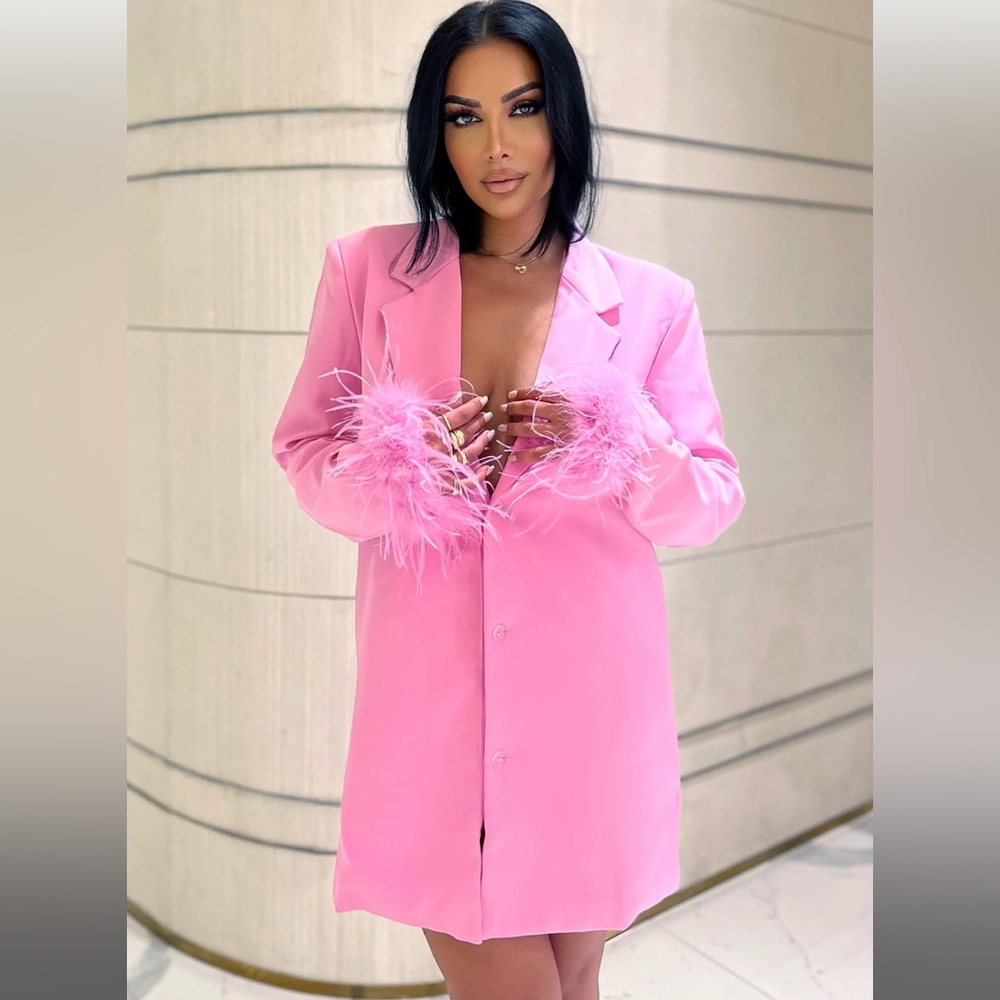 Pink Ruffled Blazer Dress